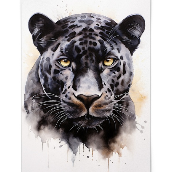 Watercolor Black Jaguar Wall Art Print Unframed - Majestic Jungle Elegance - Picture 3 of 7